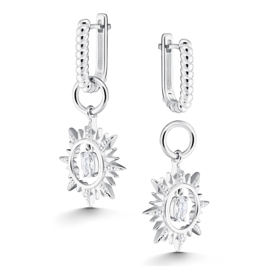 Серьги-трансформеры из серебра с фианитами