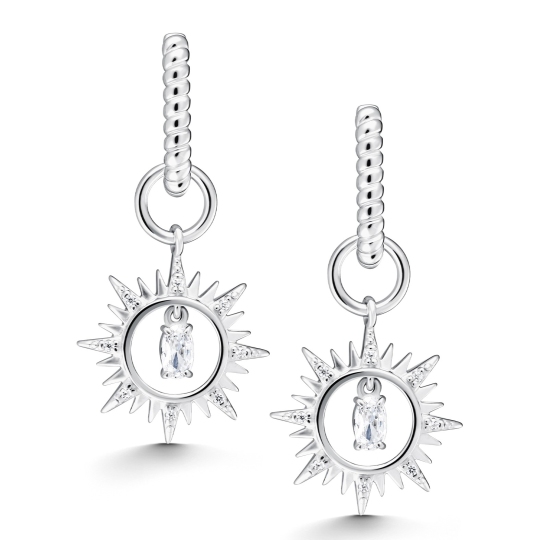 Серьги-трансформеры из серебра с фианитами