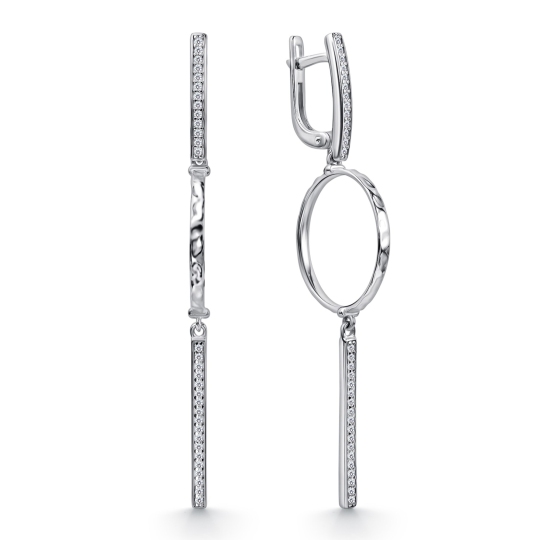 Серьги из серебра с фианитами