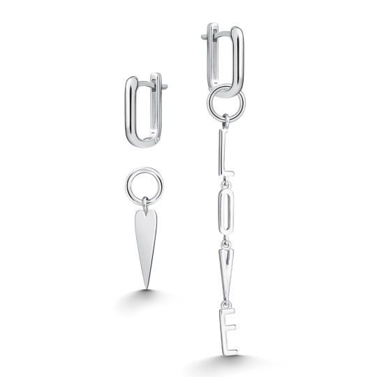 Асимметричные серьги из серебра