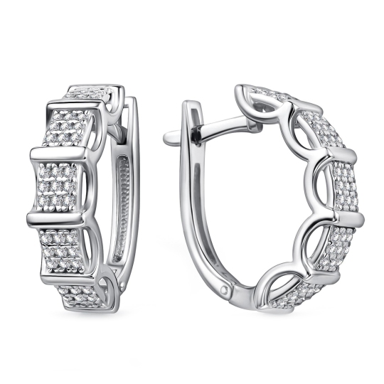 Серьги из серебра с фианитами