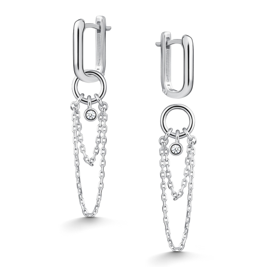 Серьги-трансформеры из серебра с фианитами