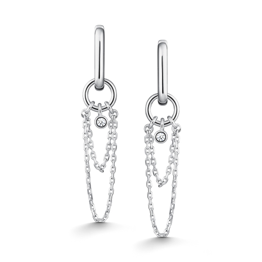 Серьги-трансформеры из серебра с фианитами