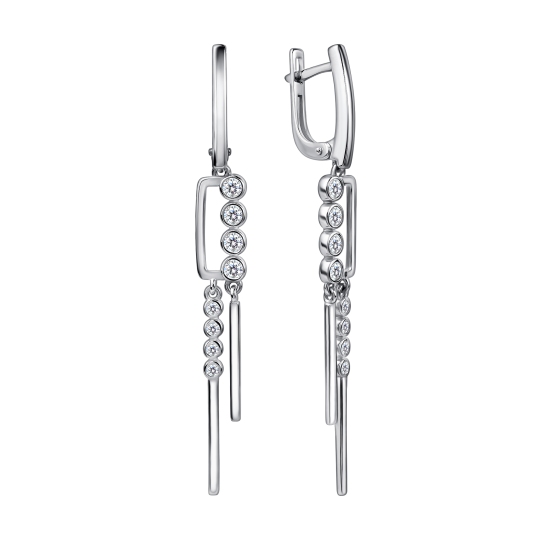 Серьги из серебра с фианитами