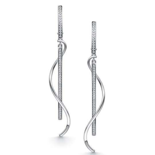 Серьги из серебра с фианитами