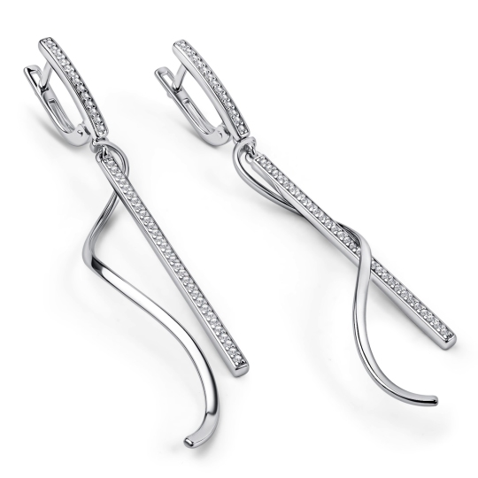 Серьги из серебра с фианитами