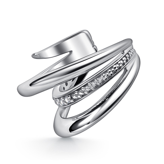 Серьга-кафф из серебра с фианитами