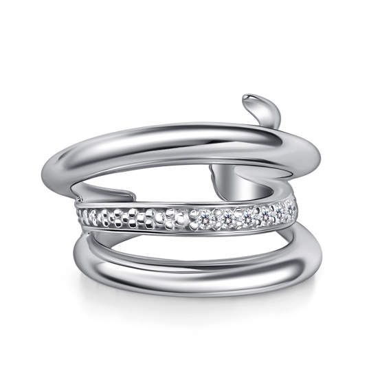 Серьга-кафф из серебра с фианитами