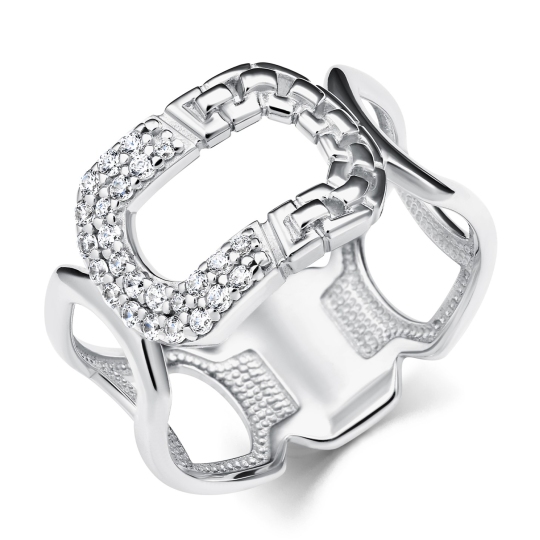 Кольцо из серебра с фианитами