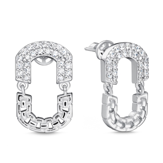 Серьги из серебра с фианитами