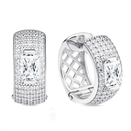 Серьги из серебра с фианитами