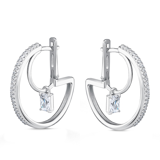 Серьги из серебра с фианитами