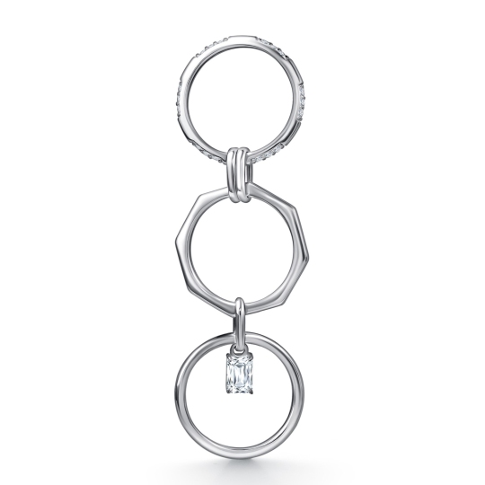 Кольцо-трансформер из серебра с фианитами