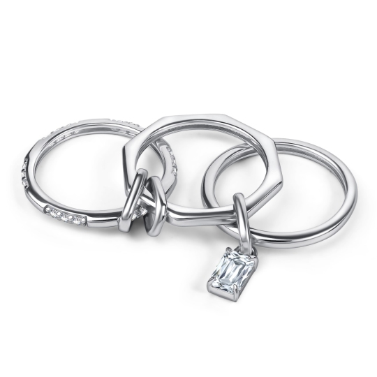 Кольцо-трансформер из серебра с фианитами