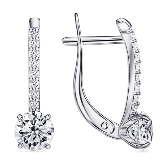 Серьги из серебра с фианитами