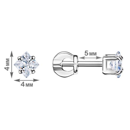 Серьги из серебра с фианитами