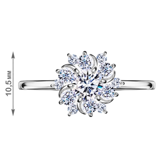 Кольцо из серебра с фианитами