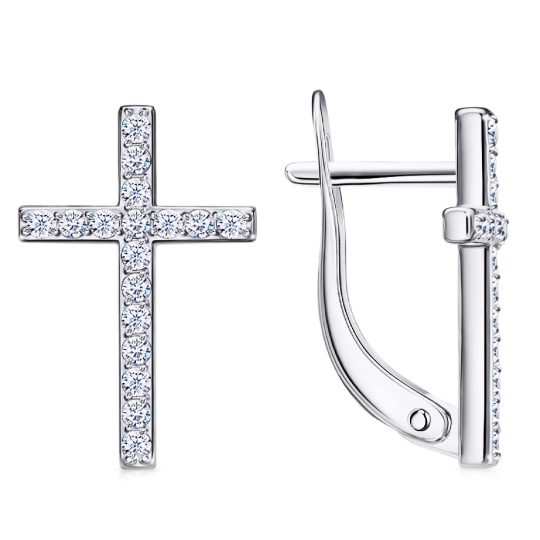 Серьги из серебра с фианитами