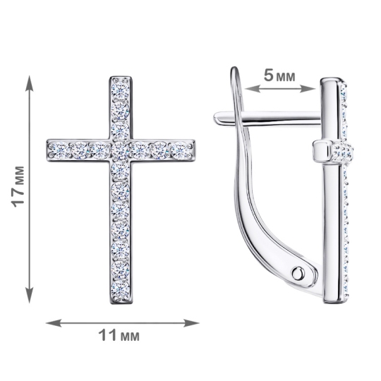 Серьги из серебра с фианитами