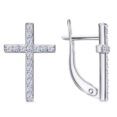 Серьги из серебра с фианитами