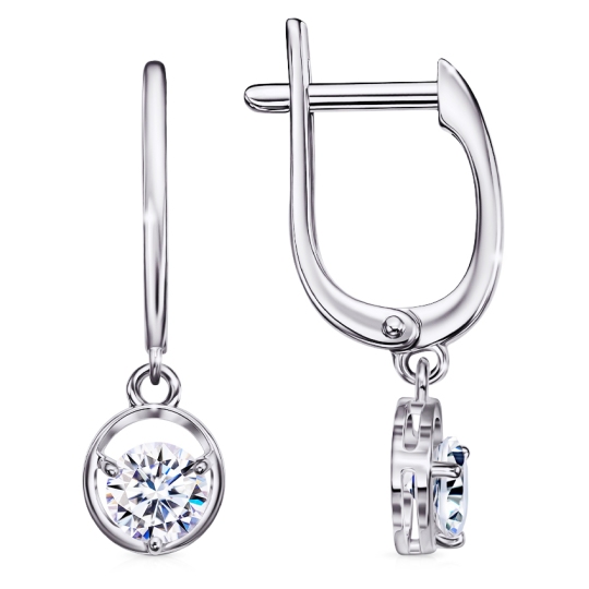 Серьги из серебра с фианитами