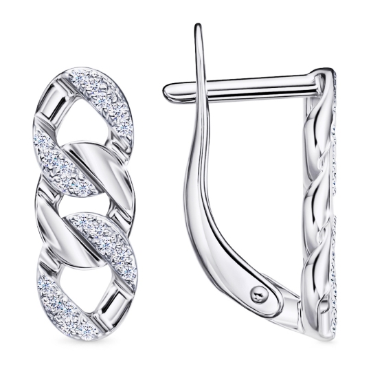 Серьги из серебра с фианитами