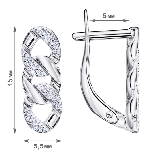 Серьги из серебра с фианитами