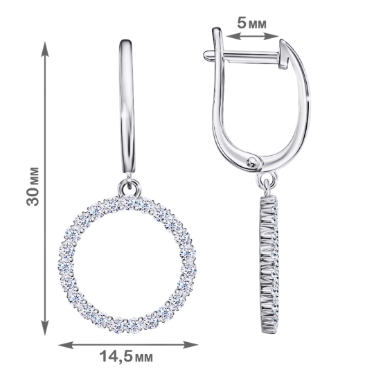 Серьги из серебра с фианитами