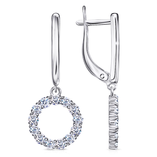 Серьги из серебра с фианитами
