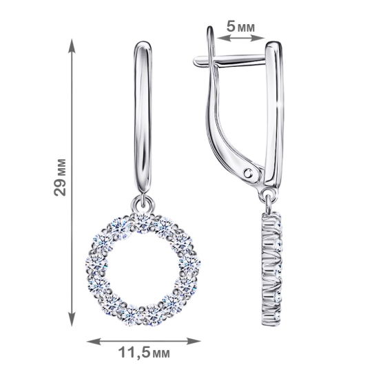 Серьги из серебра с фианитами