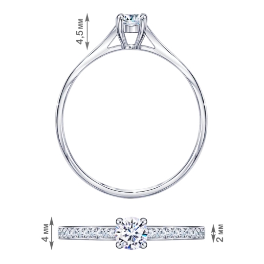 Кольцо из серебра с фианитами