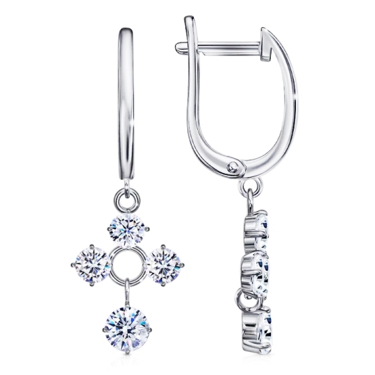 Серьги из серебра с фианитами