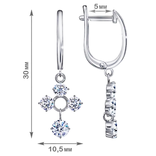 Серьги из серебра с фианитами