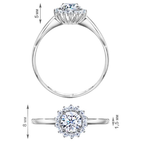 Кольцо из серебра с фианитами