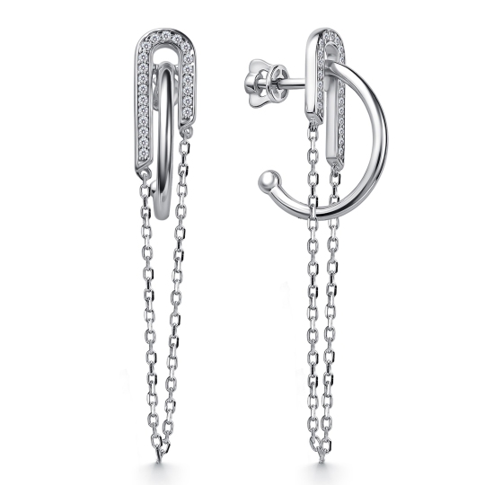 Серьги из серебра с фианитами