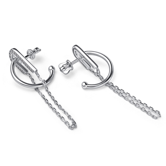 Серьги из серебра с фианитами