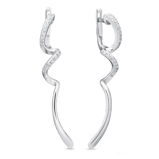 Серьги из серебра с фианитами