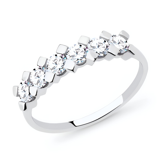 Кольцо из белого золота с фианитами