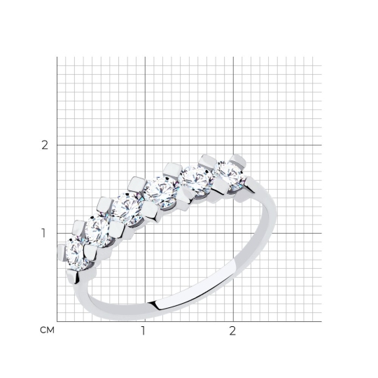 Кольцо из белого золота с фианитами