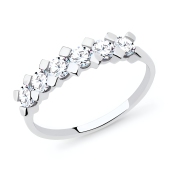 Кольцо из белого золота с фианитами