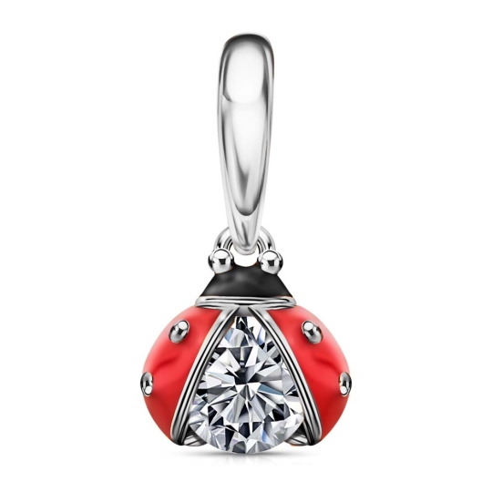 Подвеска из серебра с эмалью и фианитом