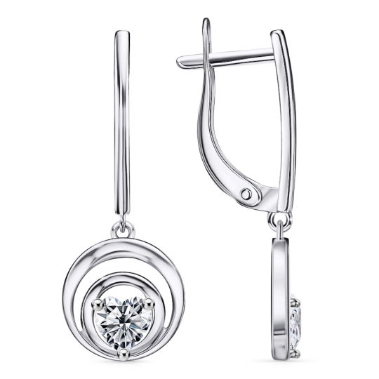 Серьги из серебра с фианитами