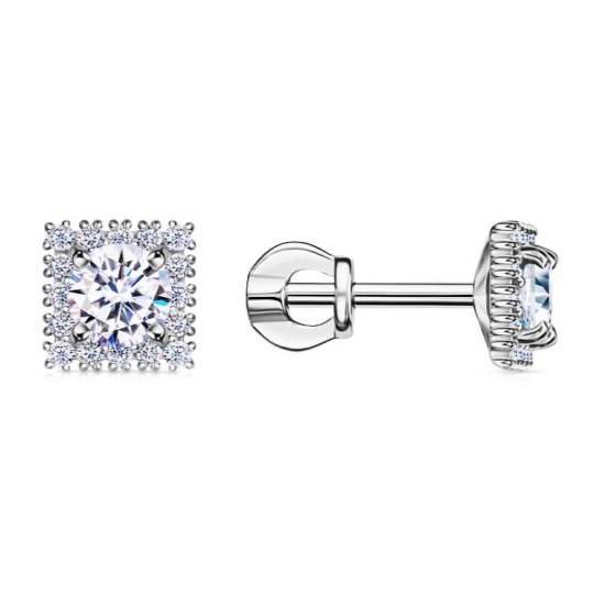 Серьги из серебра с фианитами