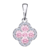 Подвеска из серебра с ювелирынми кристаллами и фианитами