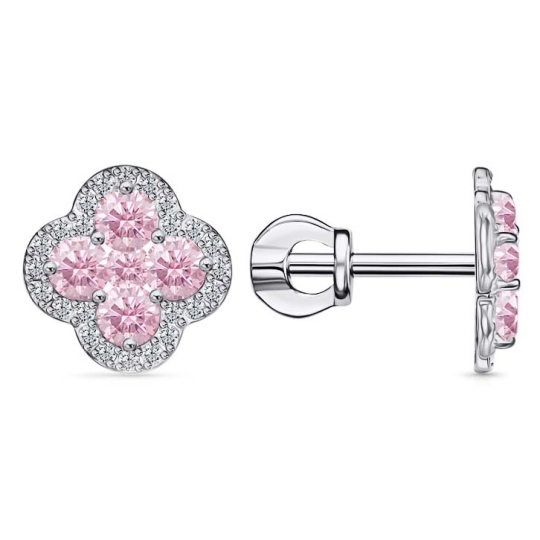 Серьги из серебра с ювелирными кристаллами и фианитами