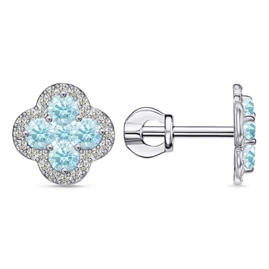 Серьги из серебра с ювелирными кристаллами и фианитами