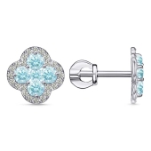 Серьги из серебра с ювелирными кристаллами и фианитами