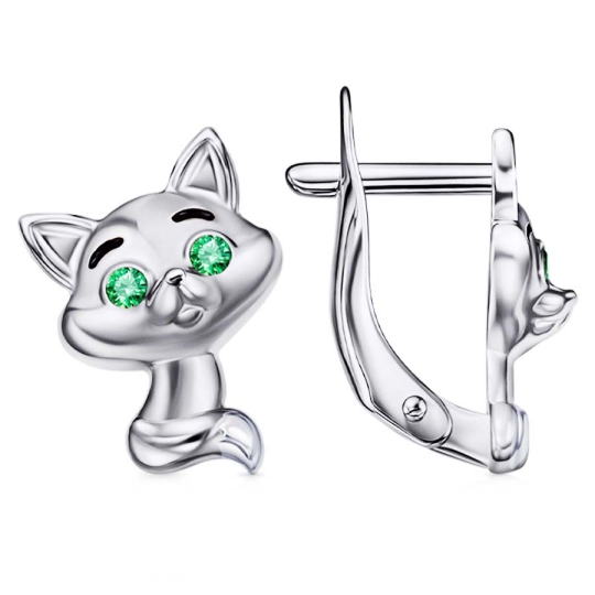 Серьги из серебра с фианитами