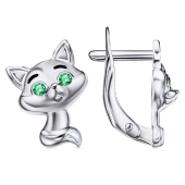 Серьги из серебра с фианитами