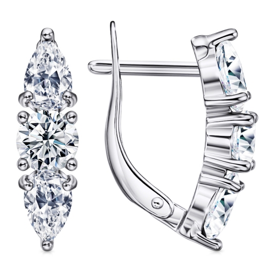 Серьги из серебра с фианитами